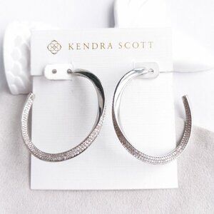 Kendra Scott Silver Ella White Crystal Hoop Earrings